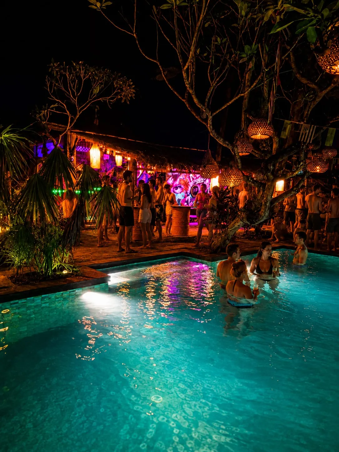 Some nights the pool stays busy.